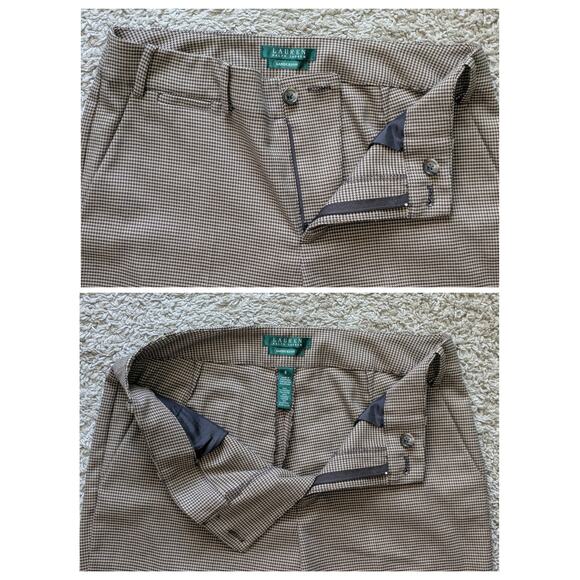 Lauren Ralph Lauren Houndstooth Sanderson Pants Womens 6 Brown Career Work - Picture 5 of 8